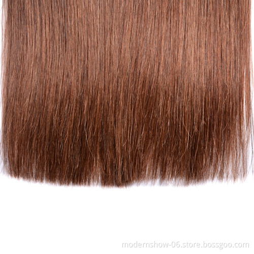 Wholesale 100% Human Hair Weave Color #4 Brazilian Hair Double Drawn Bundles